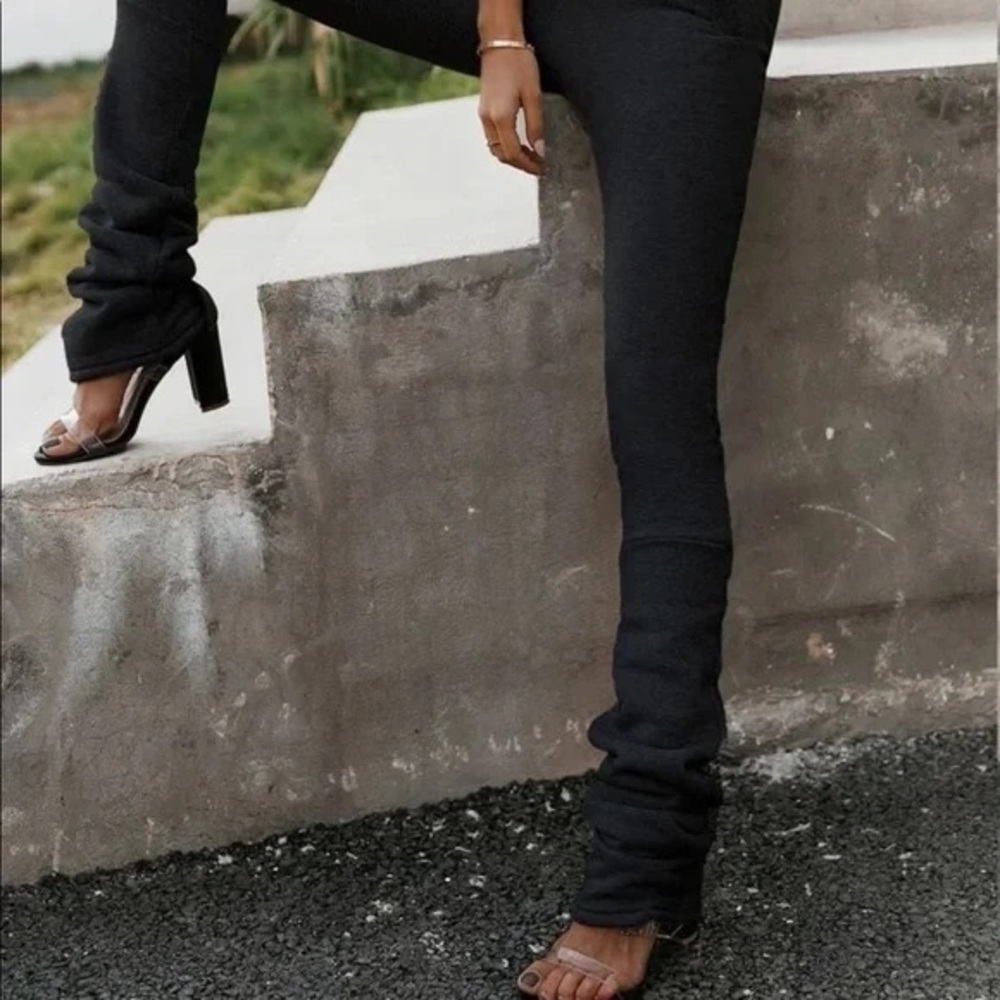 Black Stacked Sweatpants